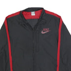NIKE Mens Black & Red Jacket L Polyester Zip Sportswear Windbreaker