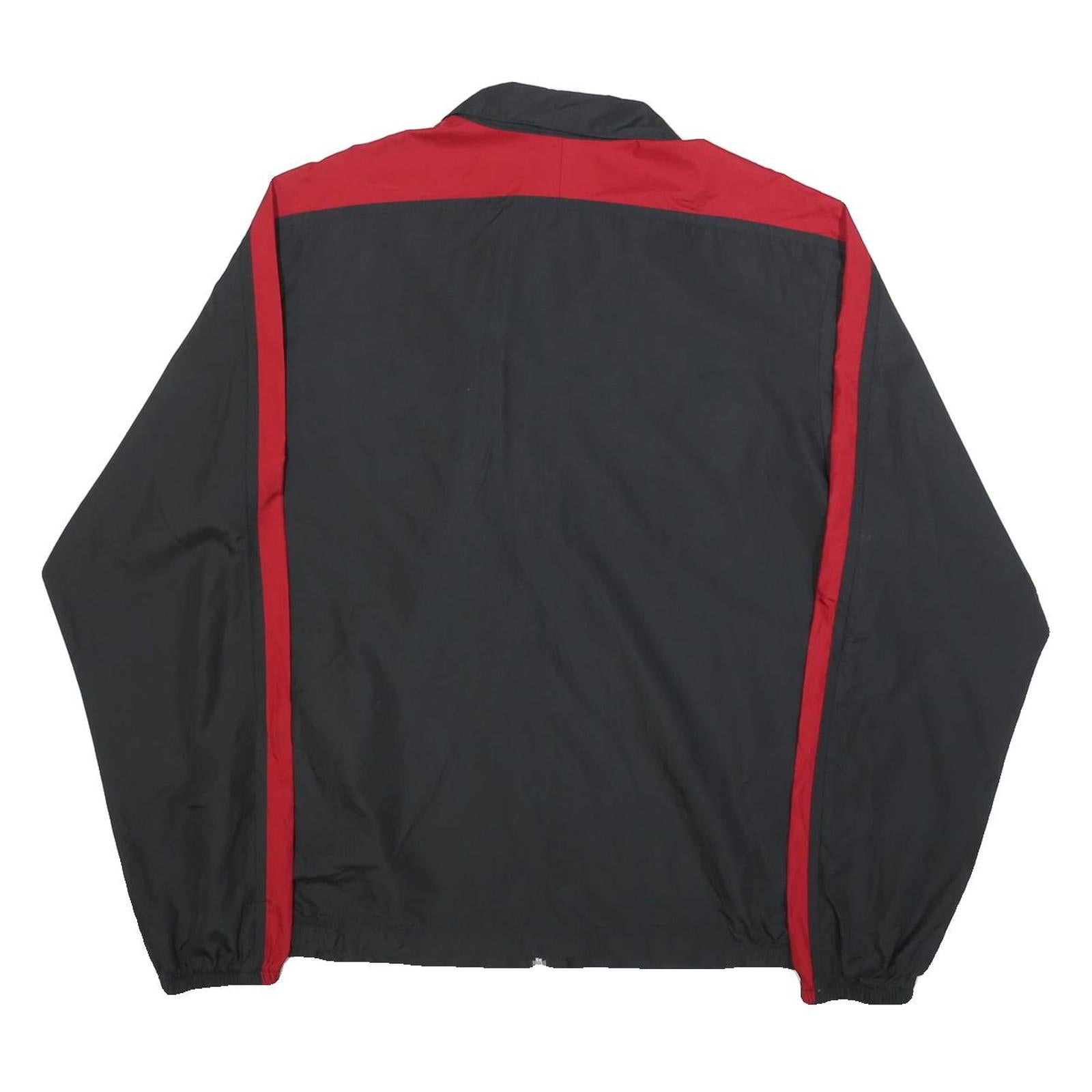 NIKE Mens Black & Red Jacket L Polyester Zip Sportswear Windbreaker