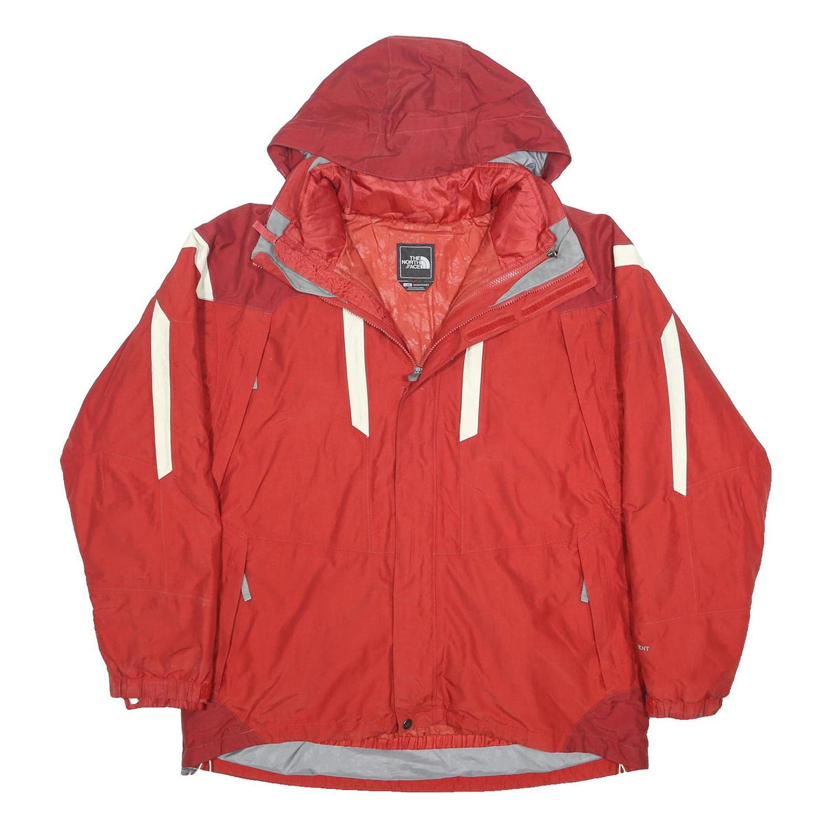 THE NORTH FACE Mens Red & Burgundy Outdoor Jacket L Nylon Zip Hooded