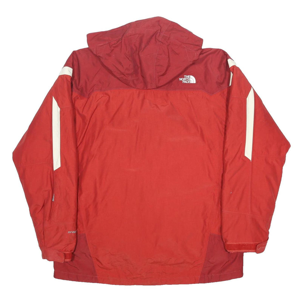 THE NORTH FACE Mens Red & Burgundy Outdoor Jacket L Nylon Zip Hooded