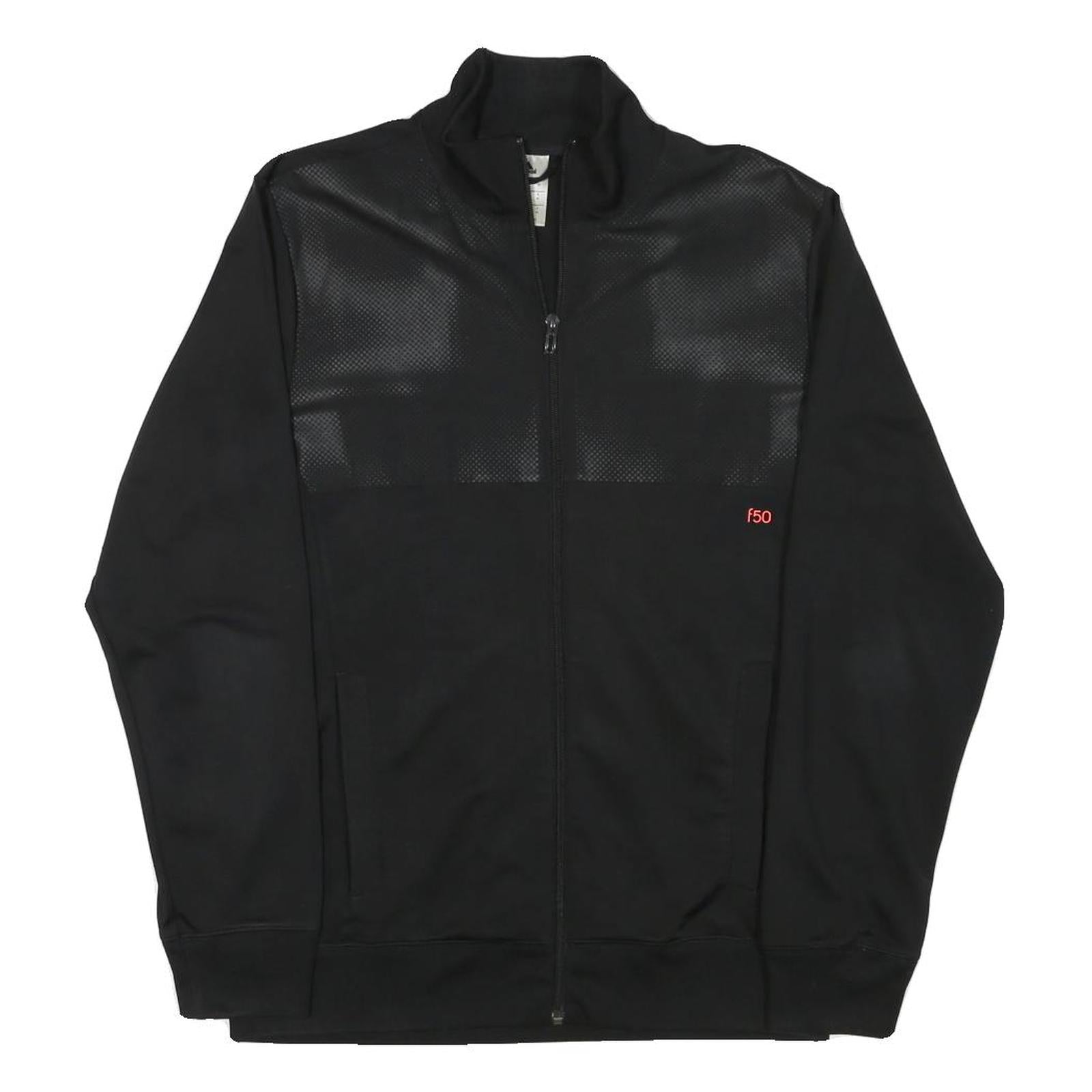 ADIDAS Mens Black Jacket M Polyester Blend Zip Plain Sportswear Activewear