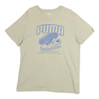 PUMA Mens Beige Graphic T-Shirt L Short Sleeve Crew Neck Casual