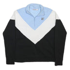 FILA Mens Blue & White & Black 1/4 Zip S Sweatshirt Retro Colourblock Pullover