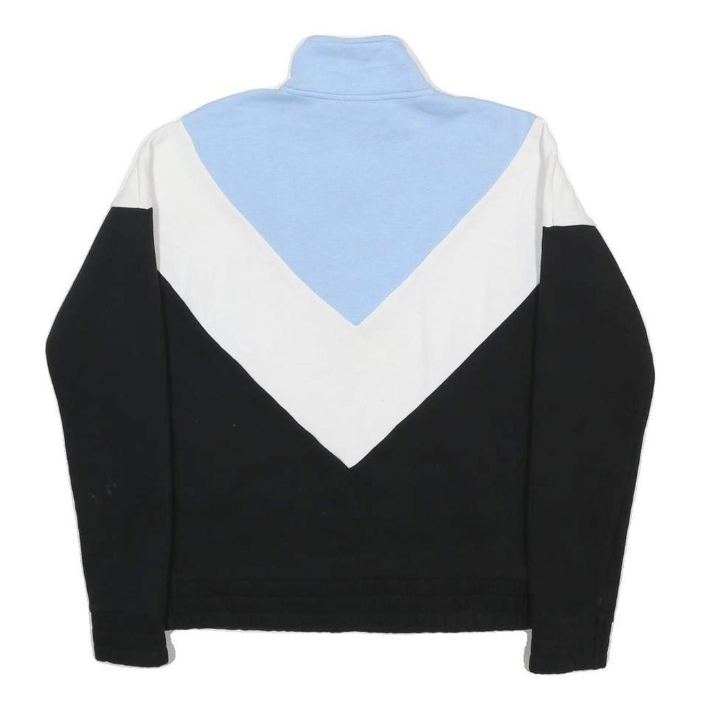 FILA Mens Blue & White & Black 1/4 Zip S Sweatshirt Retro Colourblock Pullover