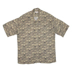 PIERRE CARDIN Mens Hawaiian Shirt Green Crazy Pattern L