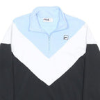 FILA Womens Blue & White & Black Pullover Sweatshirt S 1/4 Zip Casual Cotton