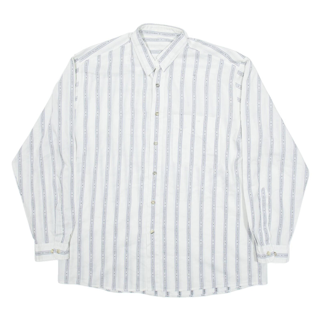 Mens Shirt White Striped Long Sleeve M