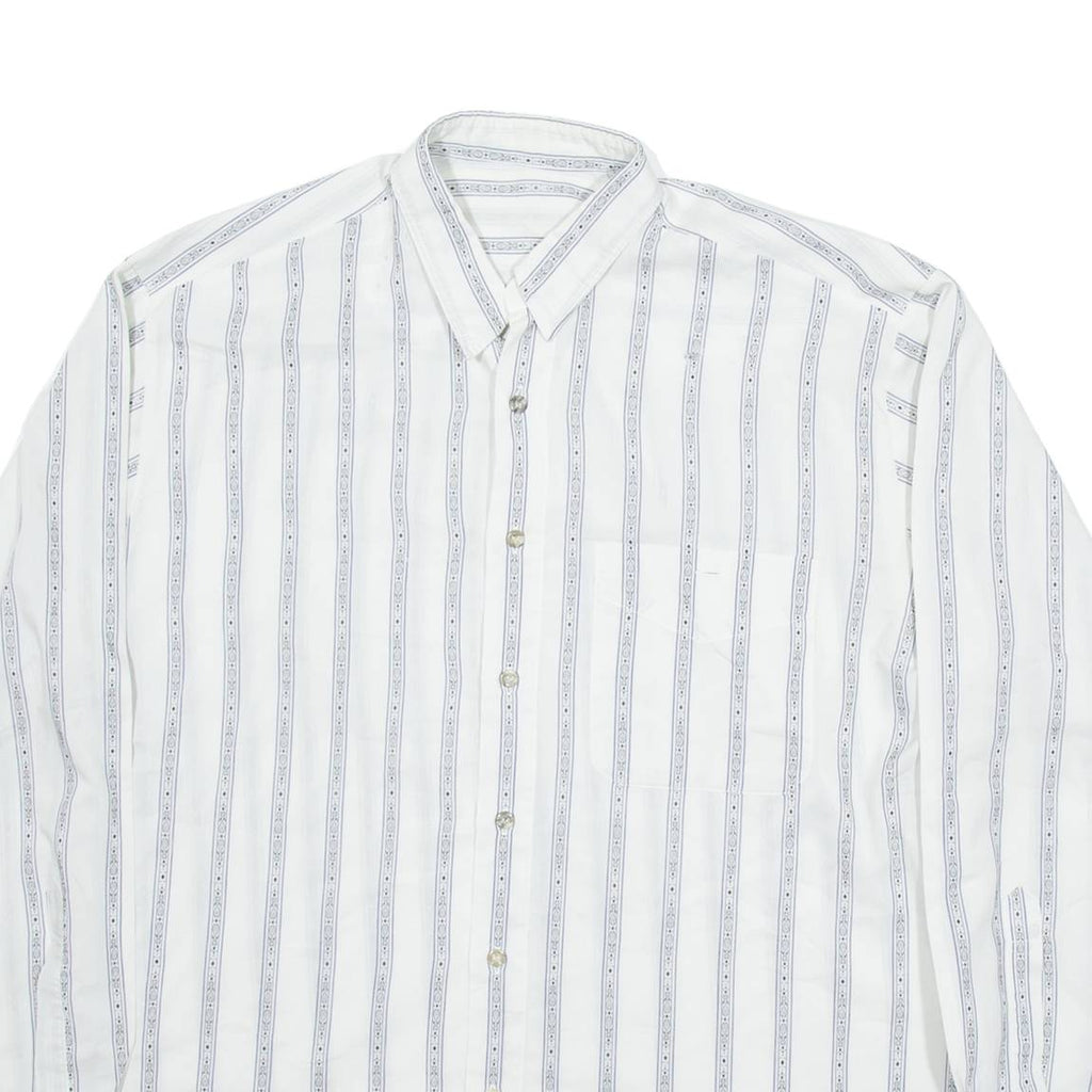 Mens Shirt White Striped Long Sleeve M