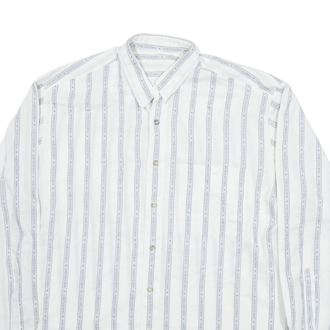 Mens Shirt White Striped Long Sleeve M