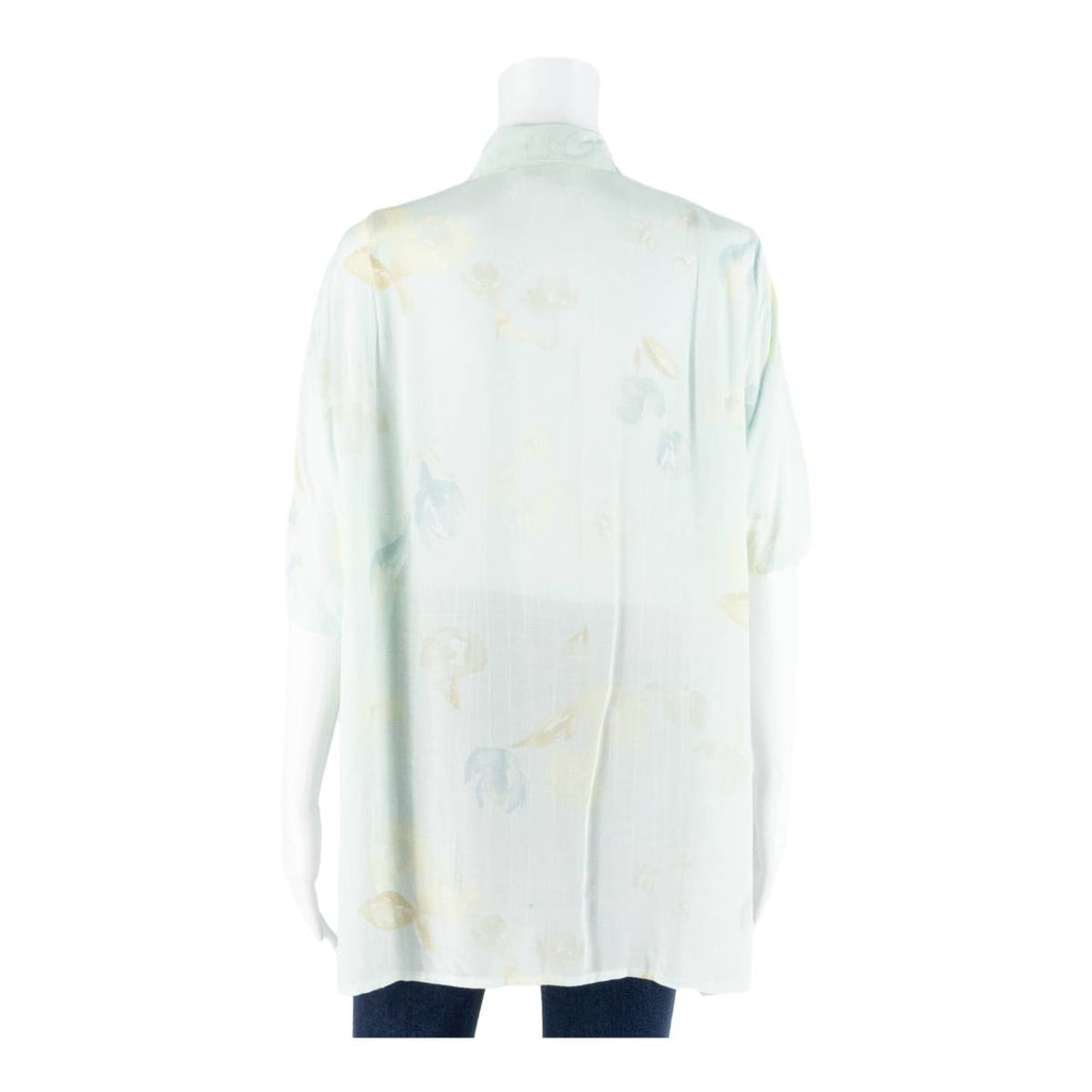 ELLEGANCE Semi Sheer Womens Shirt Blue Collared Floral UK 16