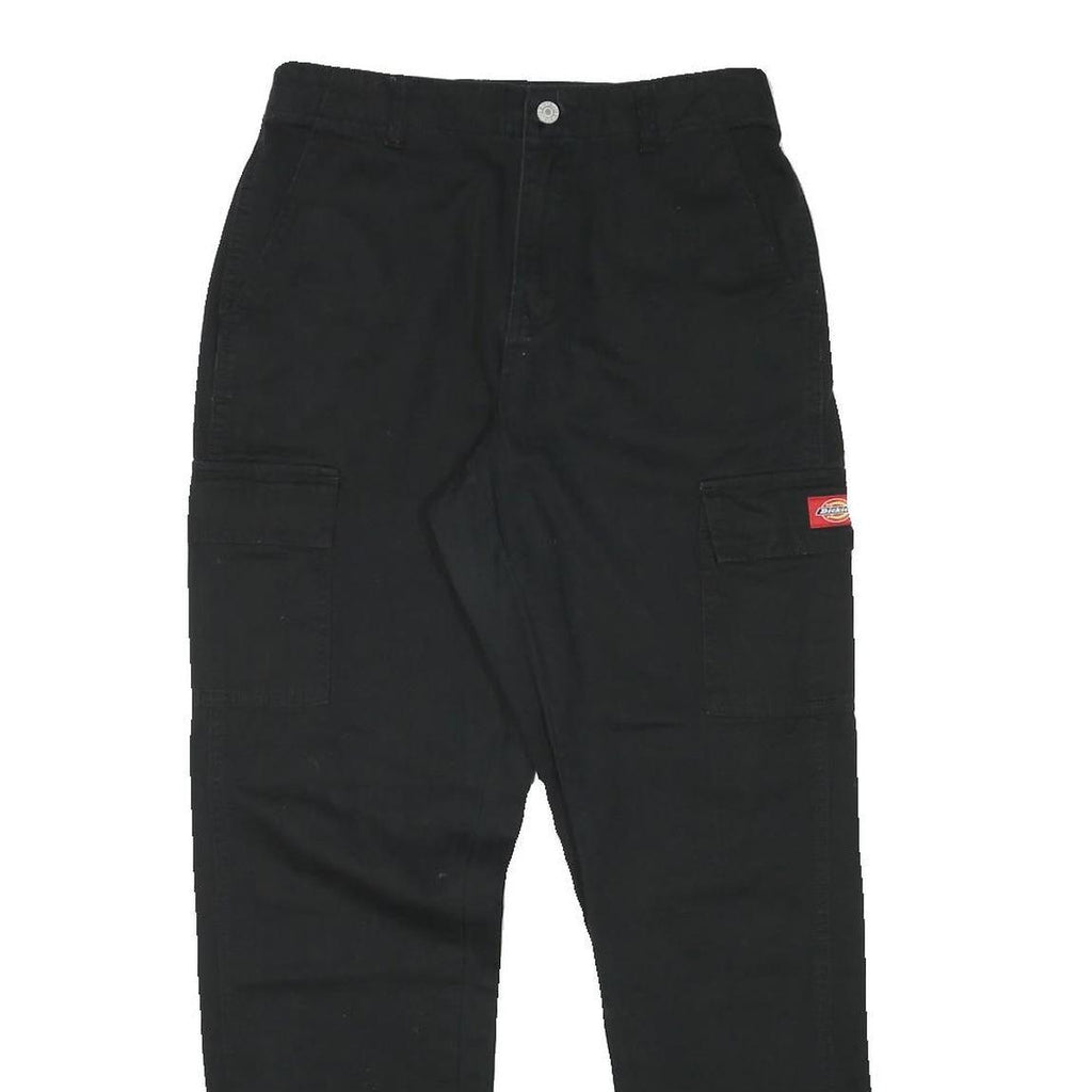 DICKIES Womens Black Relaxed Cargo Trousers W27 L30 Workwear Cotton Blend Zip