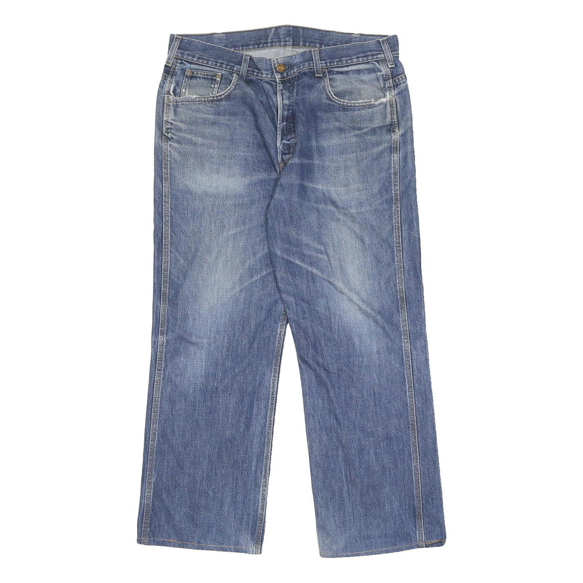 CARHARTT Mens Relaxed Blue Denim Jeans W33 L28 Button Closure Comfortable Style