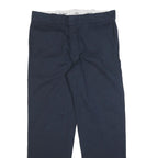 DICKIES Mens Cotton Blend Navy Regular Straight Trousers W35 L30 Workwear