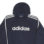 ADIDAS Mens Blue & White Pullover M Cotton Blend Jersey Drawstring Hoodie