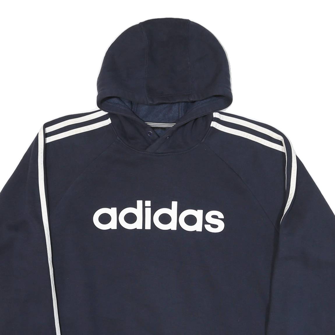 ADIDAS Mens Blue & White Pullover M Cotton Blend Jersey Drawstring Hoodie