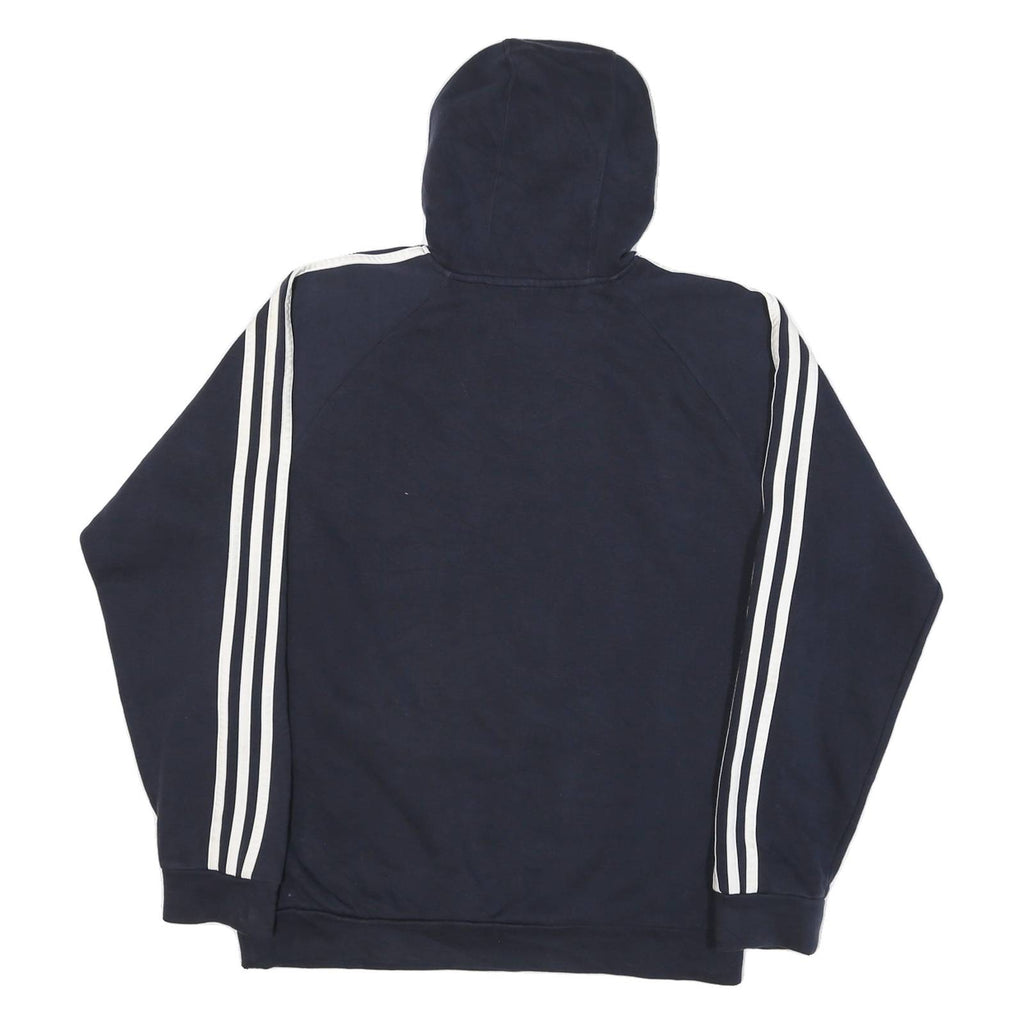 ADIDAS Mens Blue & White Pullover M Cotton Blend Jersey Drawstring Hoodie