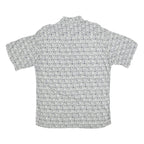 PIERRE CARDIN Mens White & Grey Patterned Rayon Shirt M Short Sleeve Button