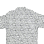 PIERRE CARDIN Mens White & Grey Patterned Rayon Shirt M Short Sleeve Button