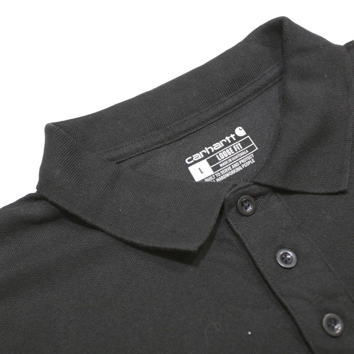 CARHARTT Mens Black Clean Cabling Logo Short Sleeve Polo Shirt L Workwear Casual