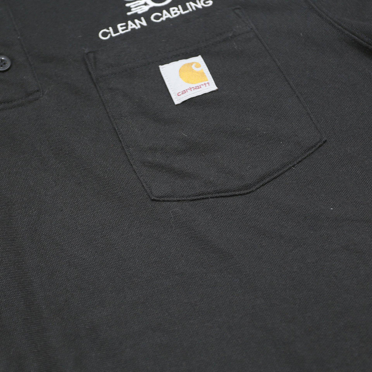 CARHARTT Mens Black Clean Cabling Logo Short Sleeve Polo Shirt L Workwear Casual