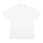 CANDA Mens White Shirt M Cotton Blend Short Sleeve Classic Fit Button Collar