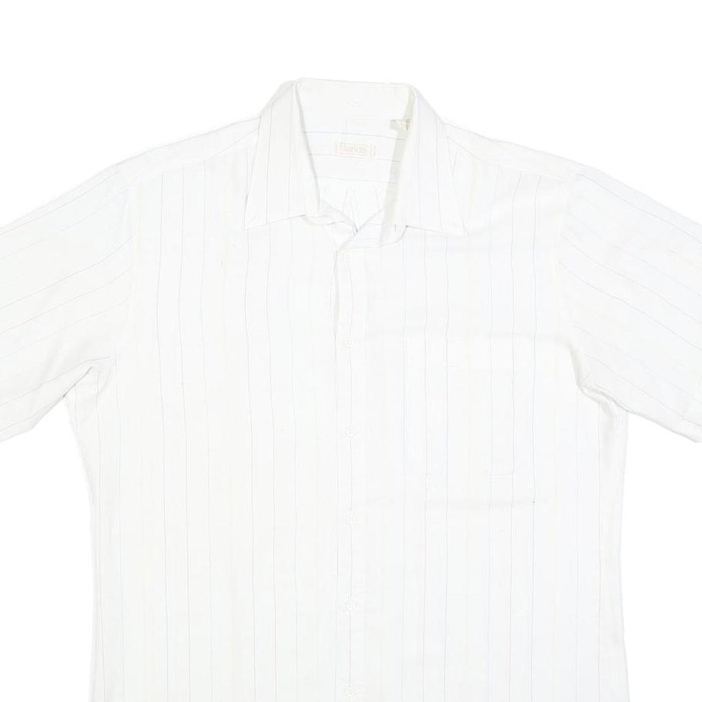 CANDA Mens White Shirt M Cotton Blend Short Sleeve Classic Fit Button Collar