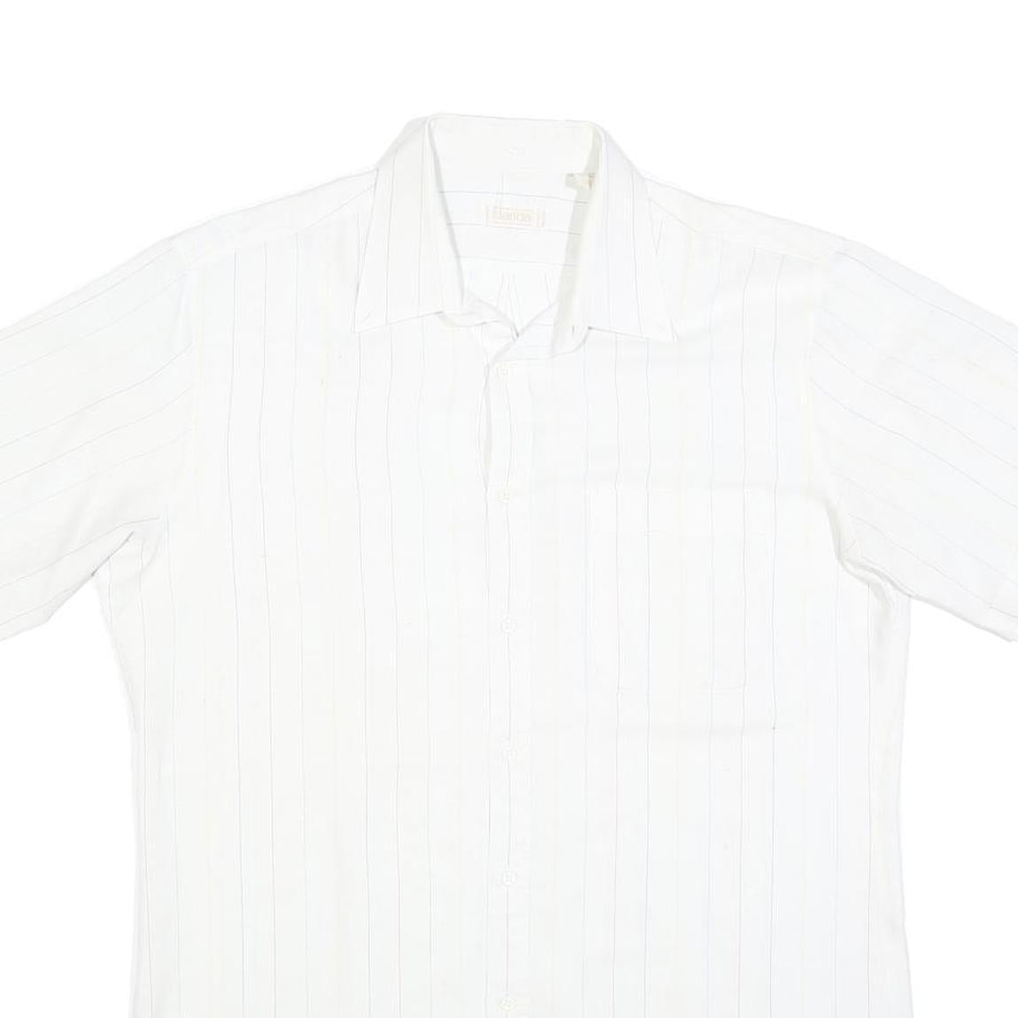 CANDA Mens White Shirt M Cotton Blend Short Sleeve Classic Fit Button Collar
