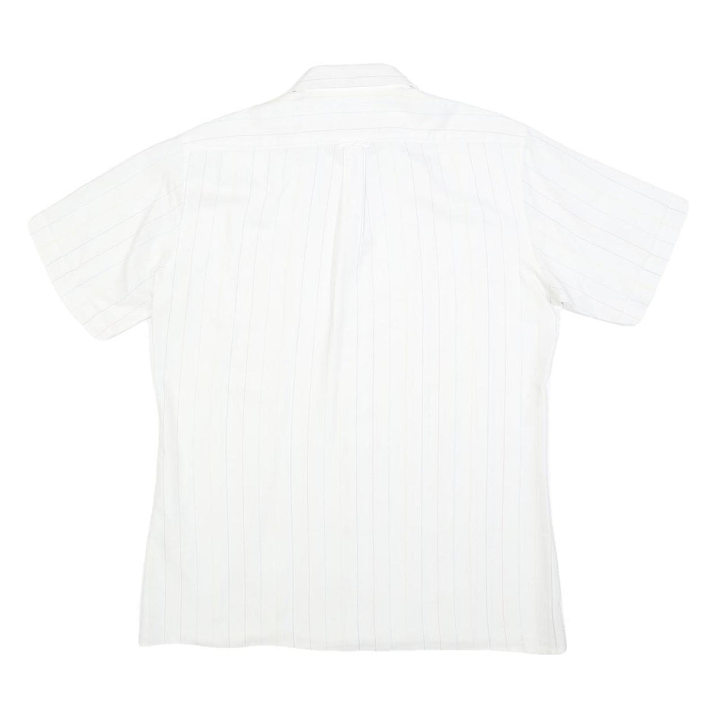 CANDA Mens White Shirt M Cotton Blend Short Sleeve Classic Fit Button Collar