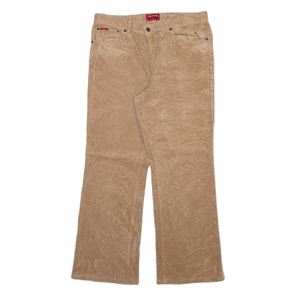CHAPS Womens Corduroy Trousers Beige Regular Bootcut W32 L29
