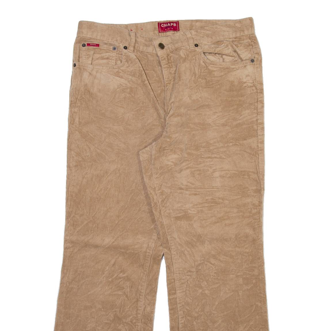 CHAPS Womens Corduroy Trousers Beige Regular Bootcut W32 L29