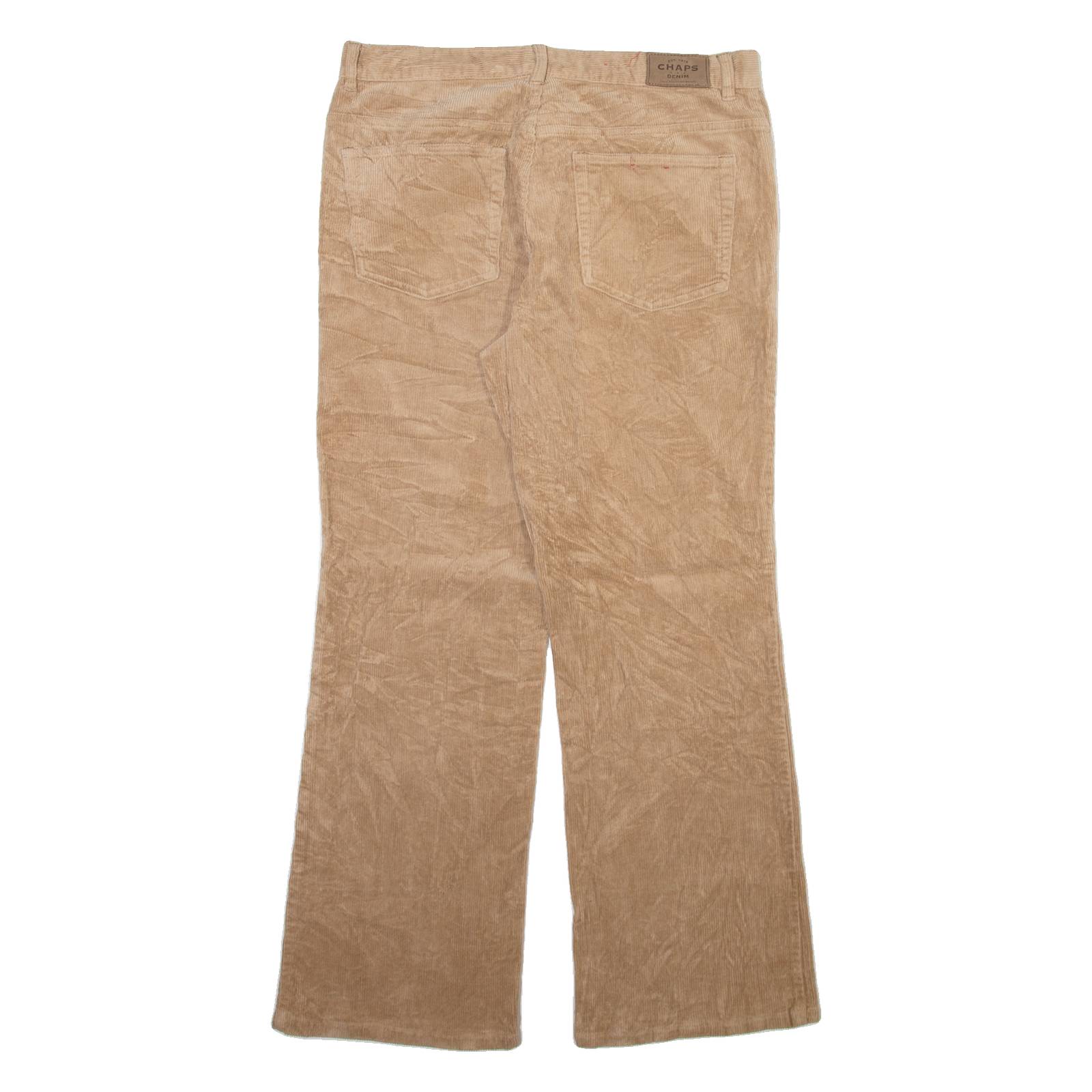 CHAPS Womens Corduroy Trousers Beige Regular Bootcut W32 L29