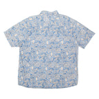 COLUMBIA Mens Hawaiian Shirt Blue Crazy Pattern XL