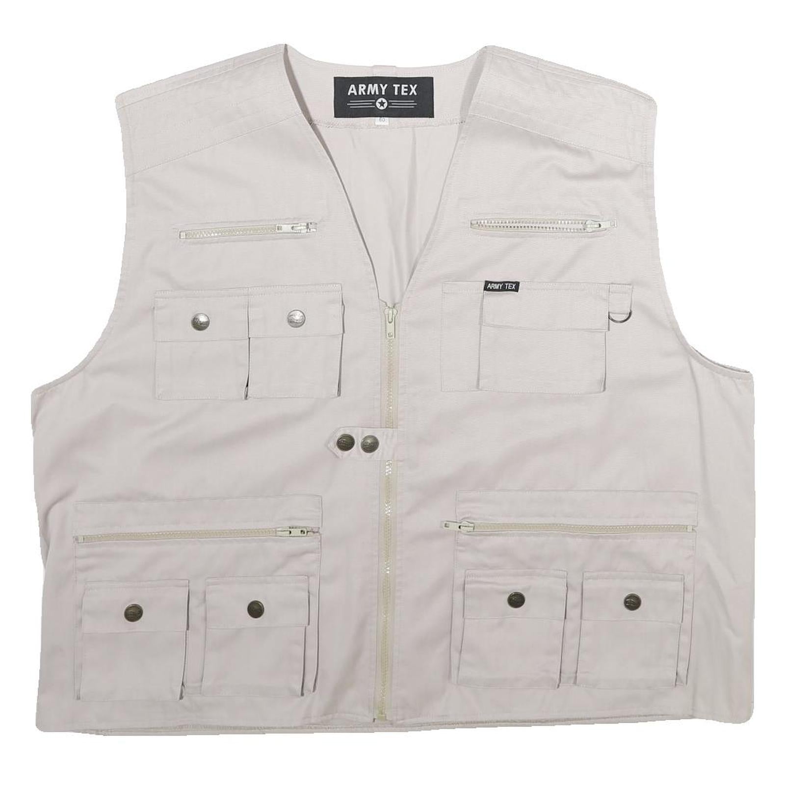 ARMY TEX Mens White Polyester Blend Utility Jacket 3XL Zip Sleeveless Workwear