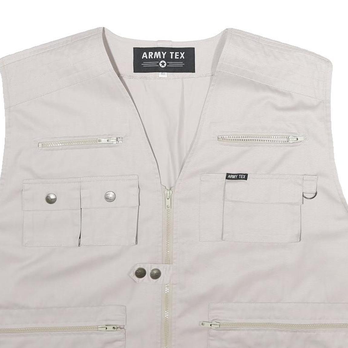 ARMY TEX Mens White Polyester Blend Utility Jacket 3XL Zip Sleeveless Workwear