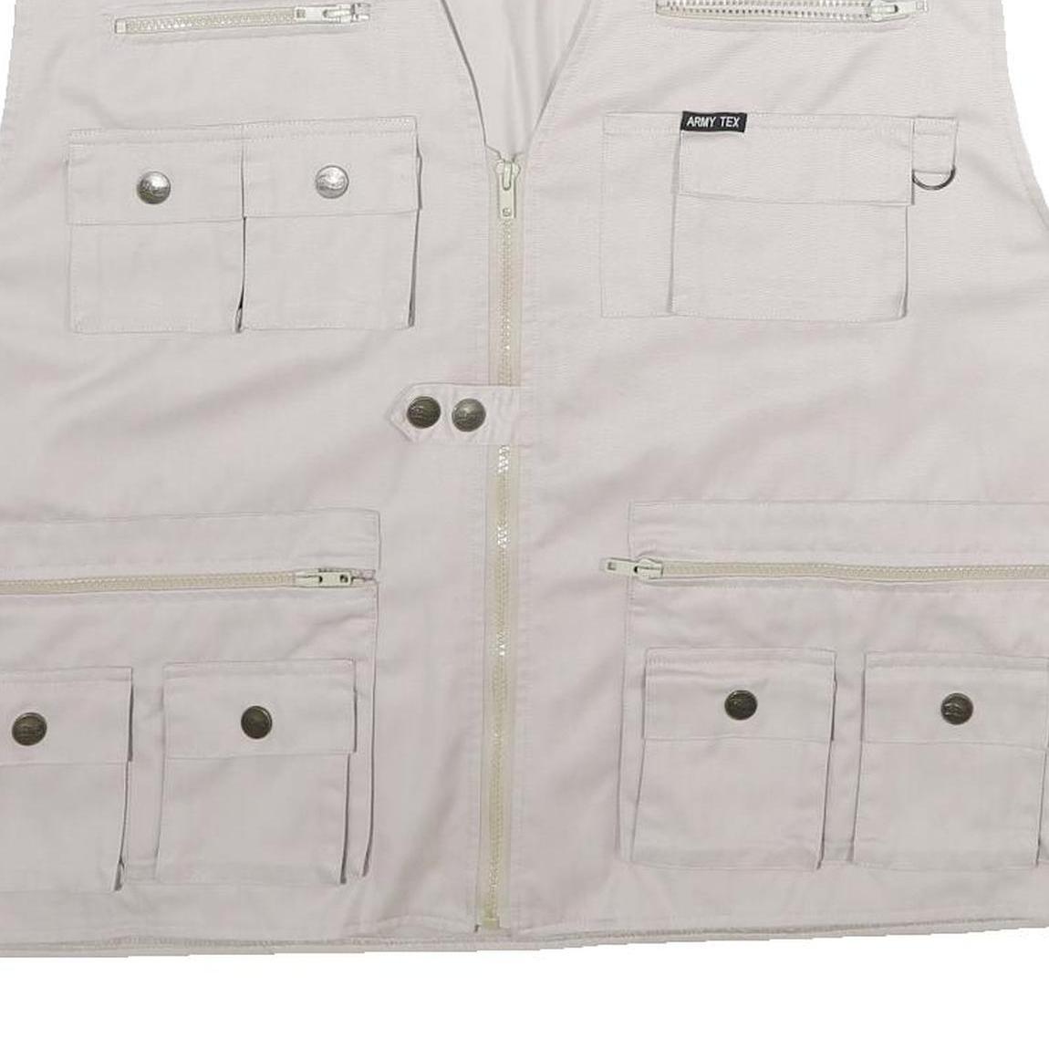 ARMY TEX Mens White Polyester Blend Utility Jacket 3XL Zip Sleeveless Workwear