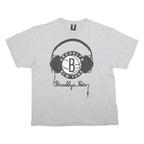 NBA Mens Grey Brooklyn Nets Graphic T-Shirt XL Short Sleeve Crew Neck