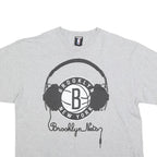 NBA Mens Grey Brooklyn Nets Graphic T-Shirt XL Short Sleeve Crew Neck