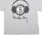 NBA Mens Grey Brooklyn Nets Graphic T-Shirt XL Short Sleeve Crew Neck