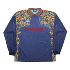UMBRO Mens Blue Graphic Football Shirt XL Long Sleeve Collared Football Jersey