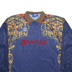UMBRO Mens Blue Graphic Football Shirt XL Long Sleeve Collared Football Jersey