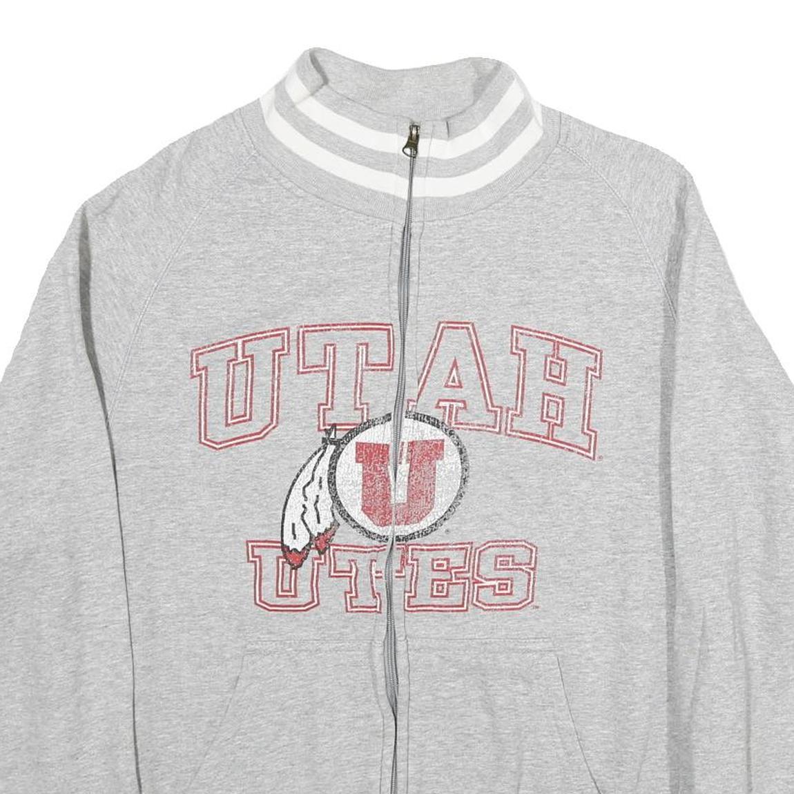 NCAA Mens Grey Utah Utes Cotton Zip Jacket L Jersey Sport Casual College Apparel