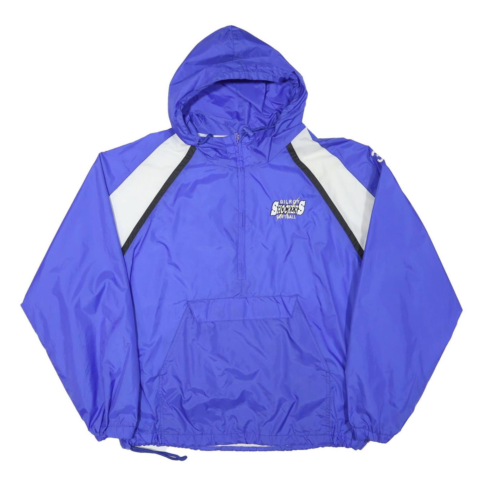 GTM Mens Blue & White Softball Windbreaker XL Polyester Blend Jacket Hooded Zip