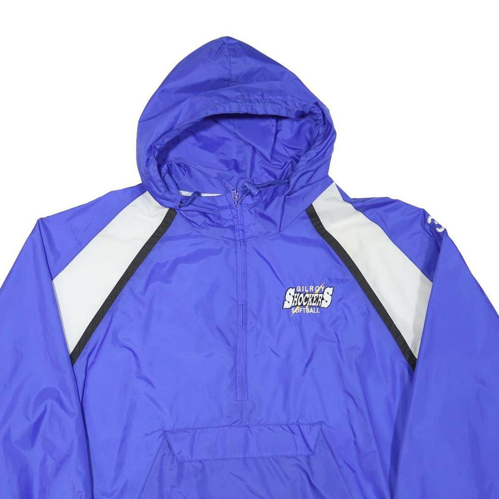 GTM Mens Blue & White Softball Windbreaker XL Polyester Blend Jacket Hooded Zip