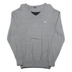 BRUNO BANANI Mens Grey Plain Pullover V-Neck Basic Knit L Lightweight Jumper