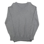 BRUNO BANANI Mens Grey Plain Pullover V-Neck Basic Knit L Lightweight Jumper