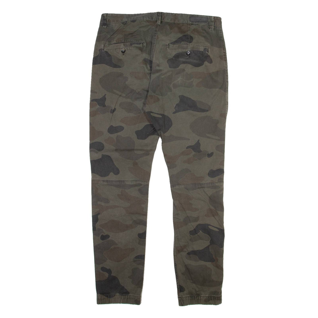 H&M Camo Mens Trousers Green Regular Tapered W34 L31