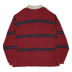 NAUTICA Mens Red & Navy Striped Long Sleeve Basic Polo Shirt XL Cotton