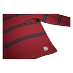 NAUTICA Mens Red & Navy Striped Long Sleeve Basic Polo Shirt XL Cotton
