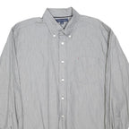 TOMMY HILFIGER Mens Grey Stripe Button-Down Shirt L Classic Fit Cotton Blend