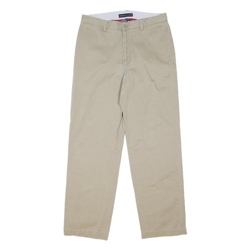 TOMMY HILFIGER Mens Cotton Blend Beige Regular Fit Straight Leg Trousers W34 L32